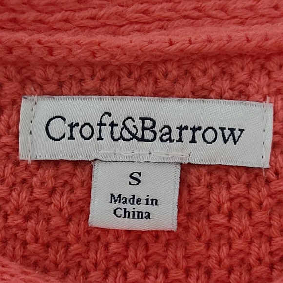 Croft & Barrow Sweater Coral Pink Soft Acrylic Cable Knit Small Textured Orange - Picture 3 of 8